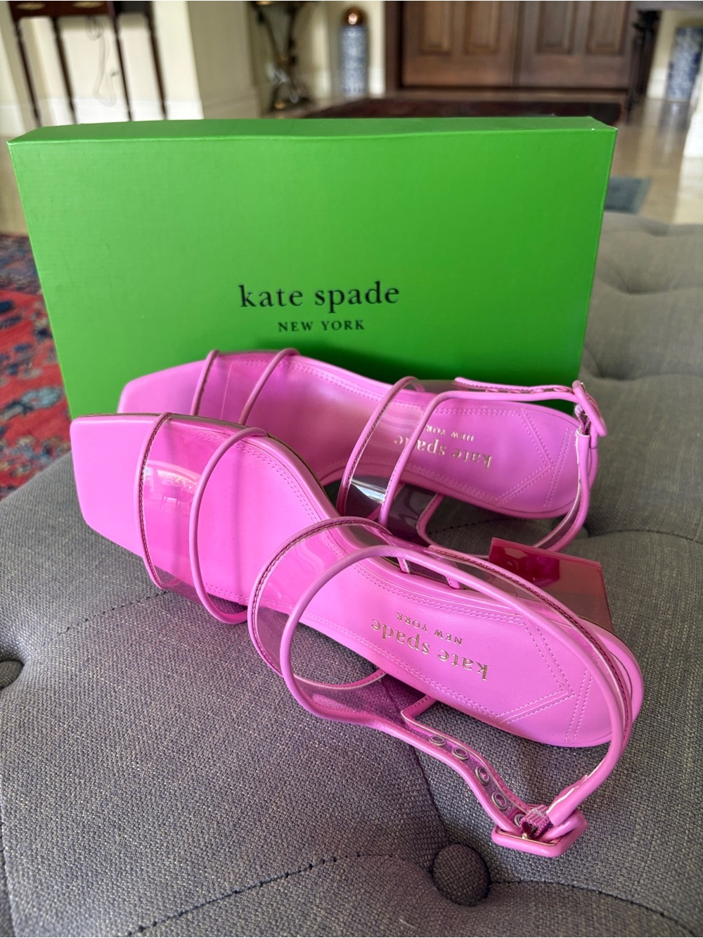 kate spade Pink Multi-Strap Square-Toe Sandals